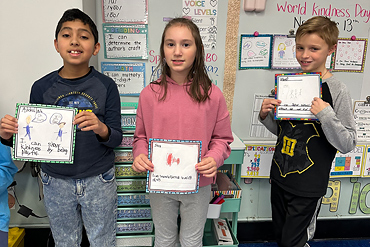 Abdullah Umer, Julia McGuire and Travis Hahn illustrated how they strive for kindness.