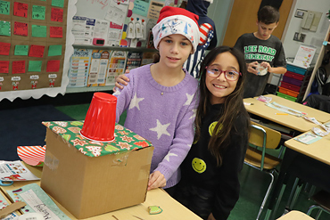 Students worked in pairs for the festive project.