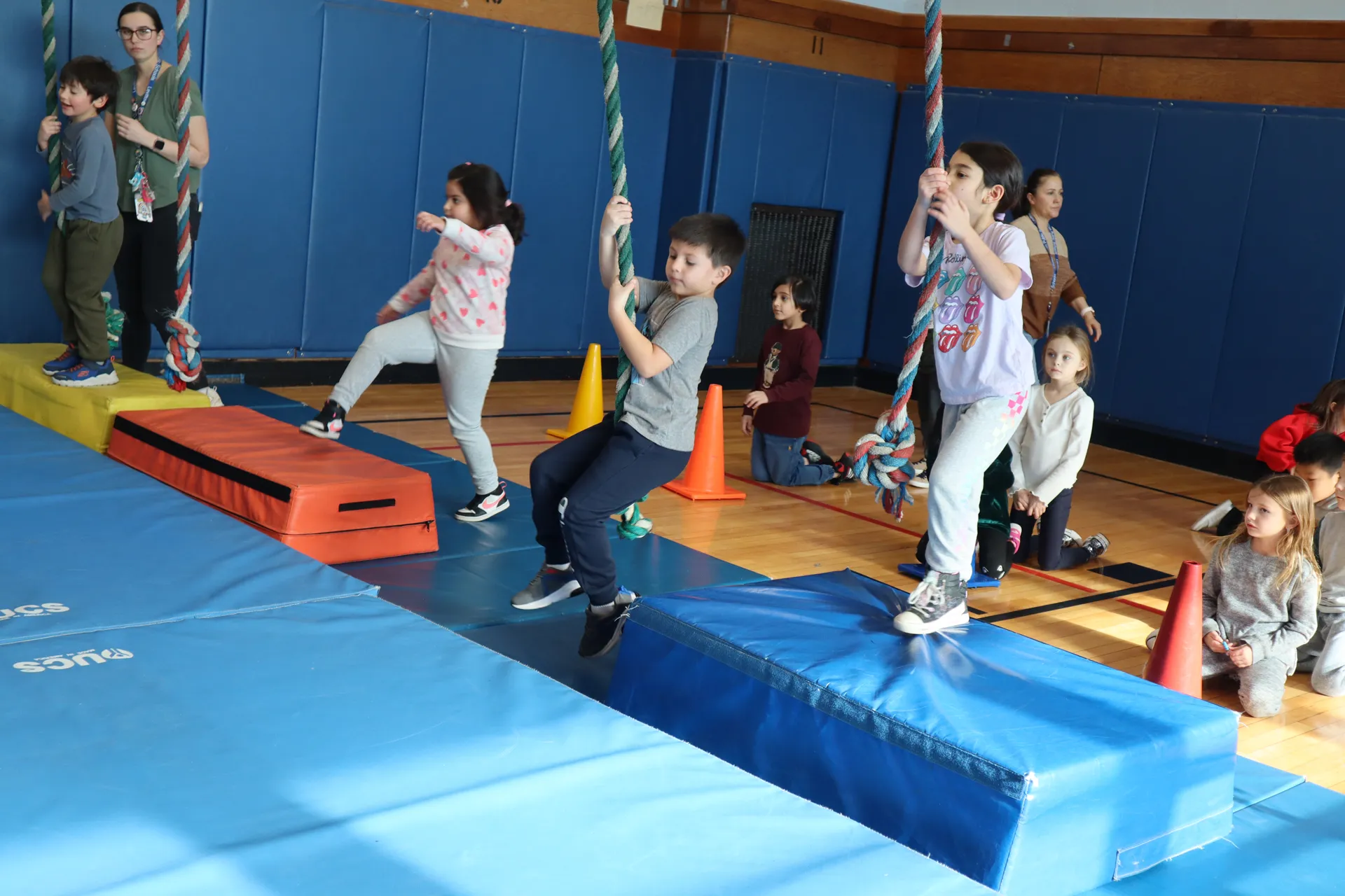 A careful combination of climbing, rolling and balancing were the key skills utilized by students throughout Gardiners Avenue Elementary School as they took on the gymnastics unit in their physical education classes.