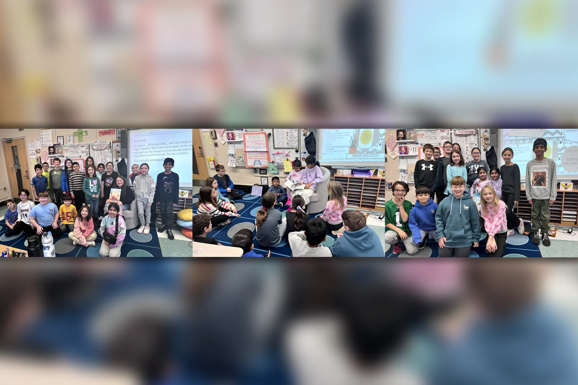 Students in Mrs. Liontonia and Ms. Maney's third-grade class had the pleasure of welcoming two very special guest readers during the month of January!