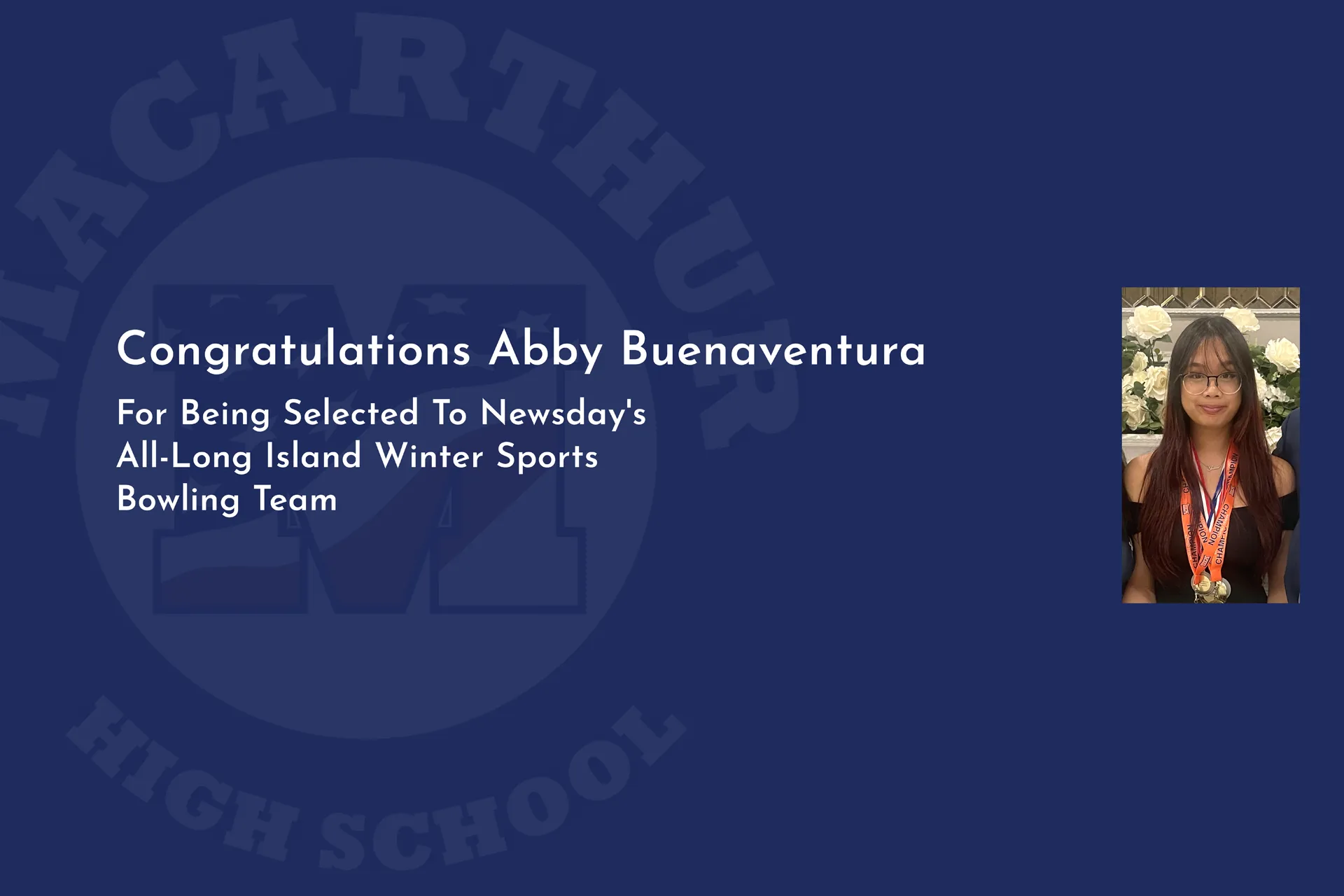 Congratulations Abby Buenaventura Being Selected On Newsday's All-Long Island Winter Sports Bowling Team