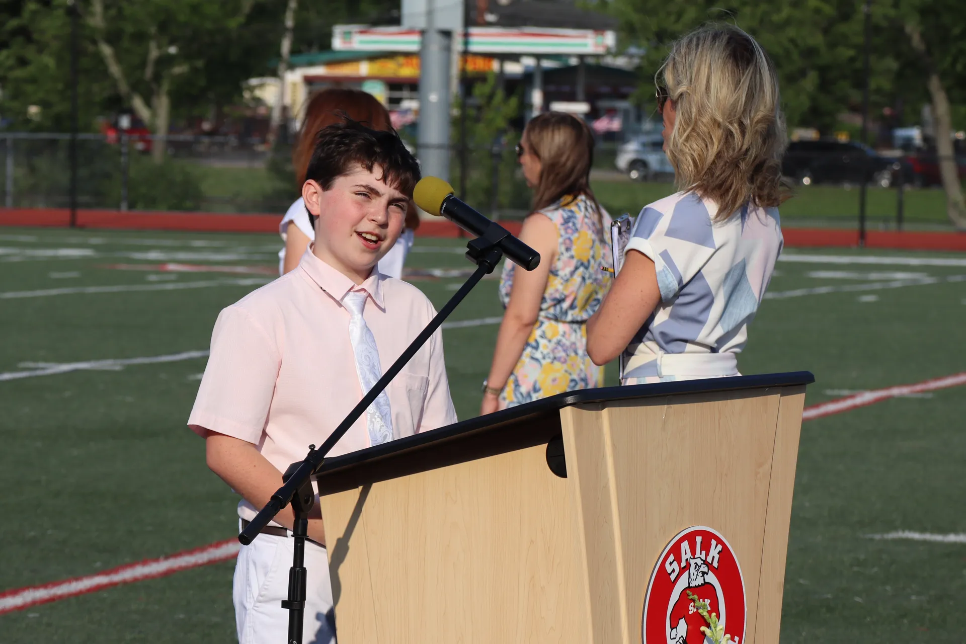 Class president Zachary Henschel gave the eighth grade address.