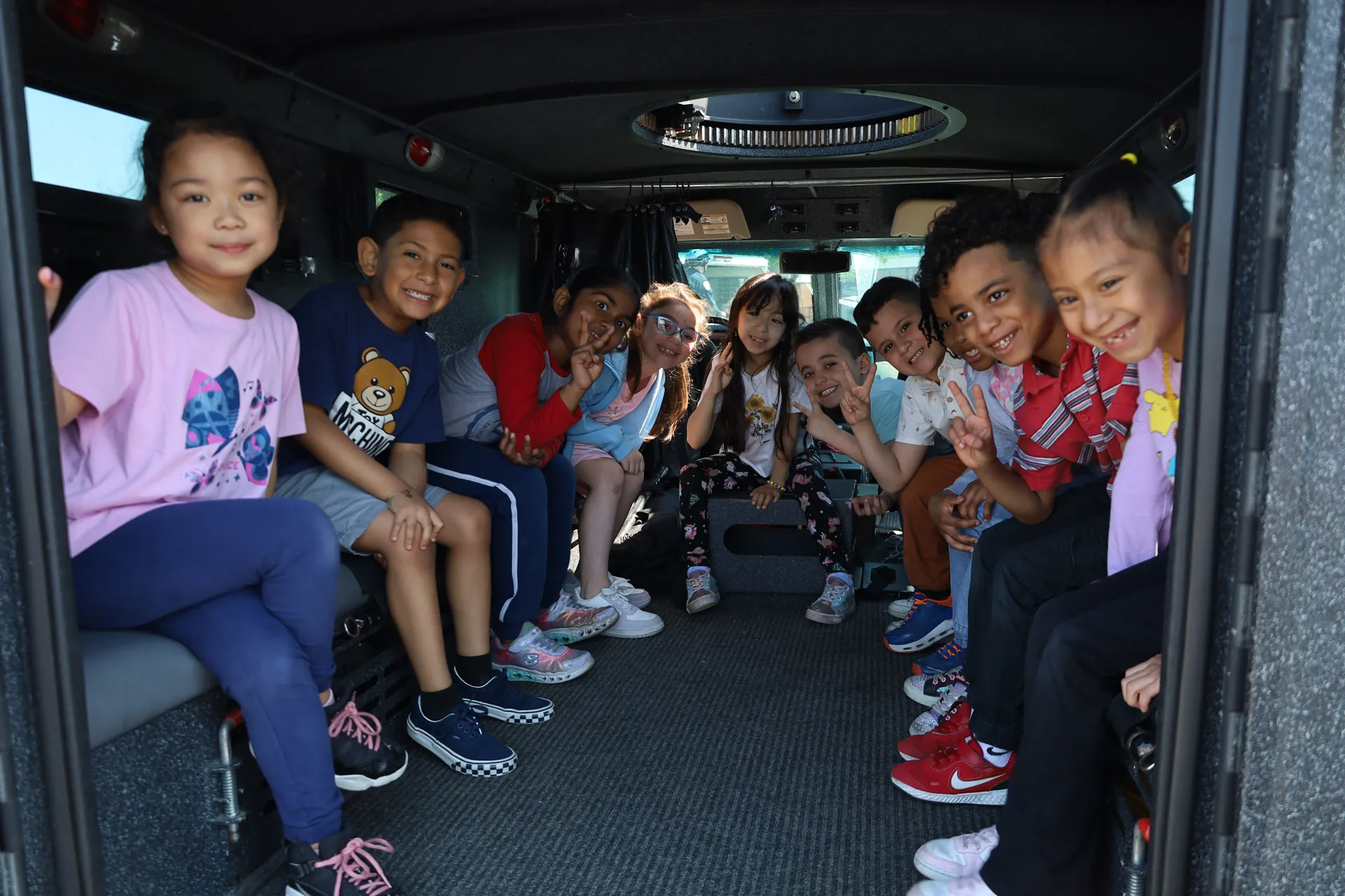Students at Summit Lane Elementary School explored the inside of a Nassau County Police Department armored vehicle during Career Day on May 5.