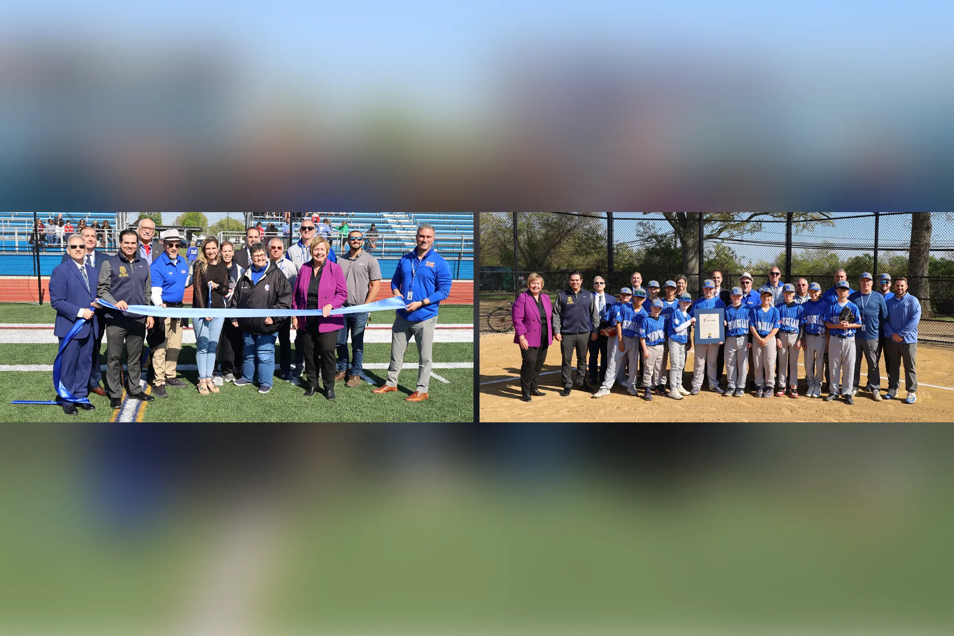 Community members, government representatives, administrators and trustees gathered at Wisdom Lane Middle School in the Levittown School District on May 1 to officially cut the ribbon on the school's new football field, track and baseball field.