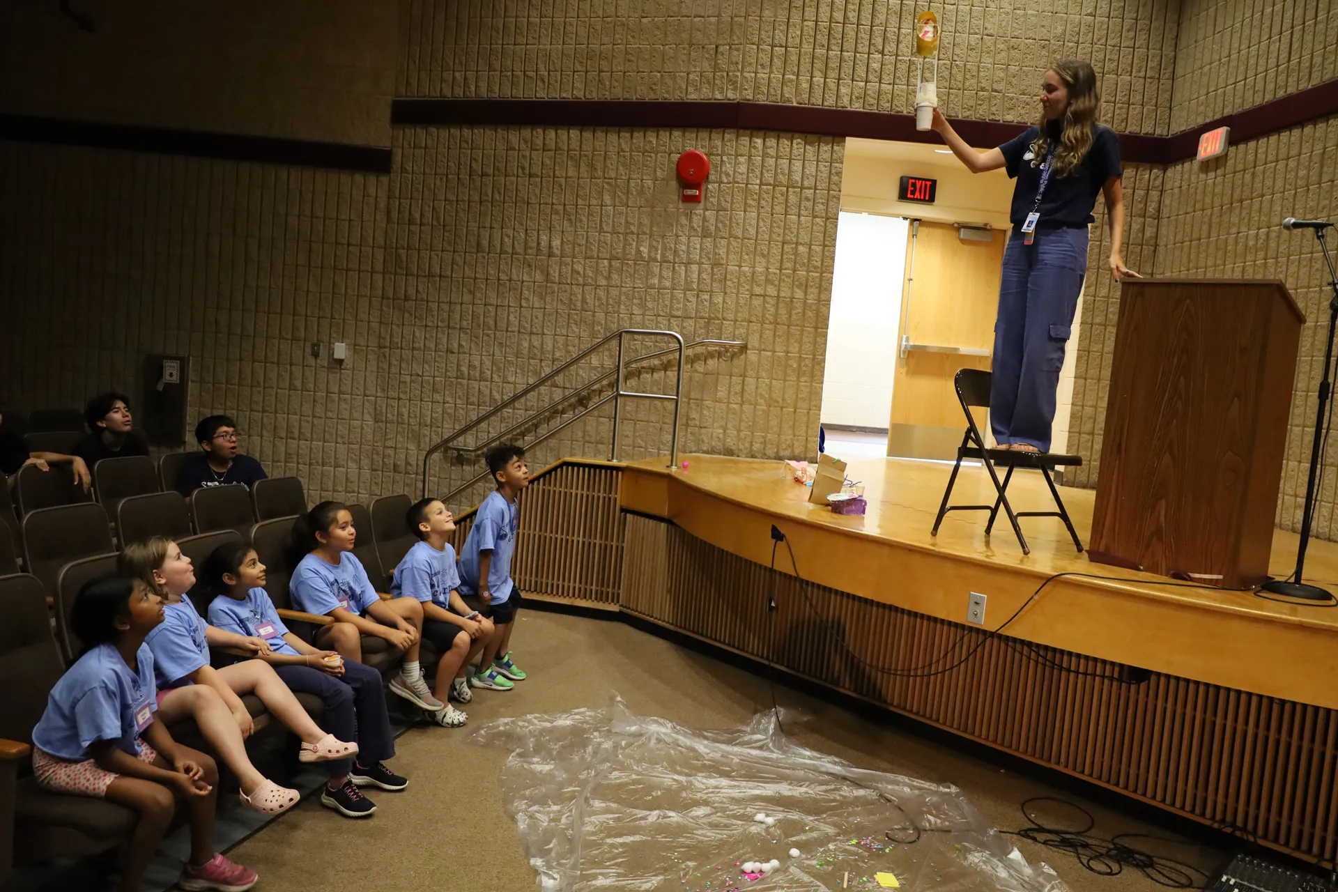Soon-to-be third graders watched closely to see whether their spacecraft creations would safely land their "eggstronauts."