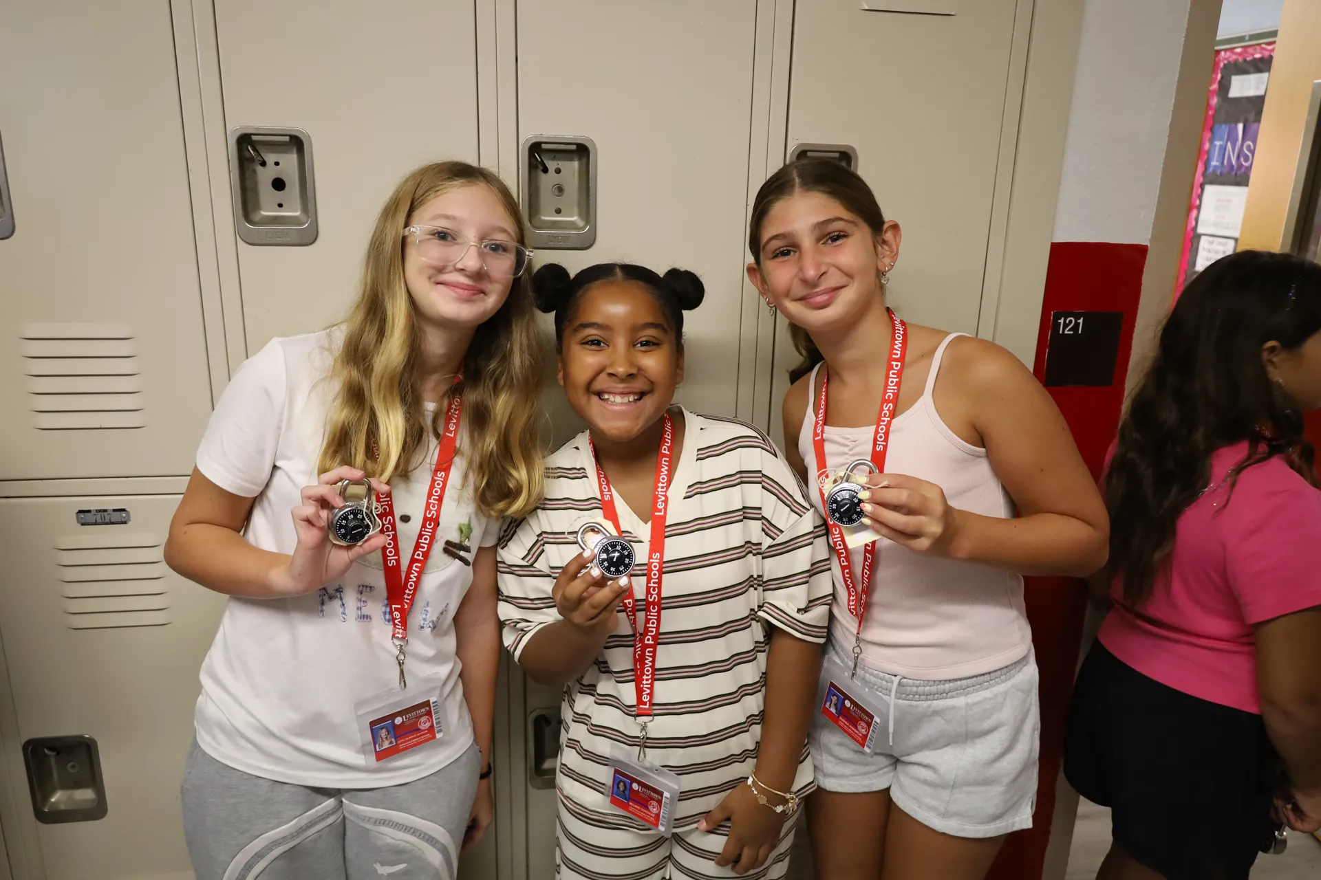 Students located their assigned lockers and learned how to use their combination locks.